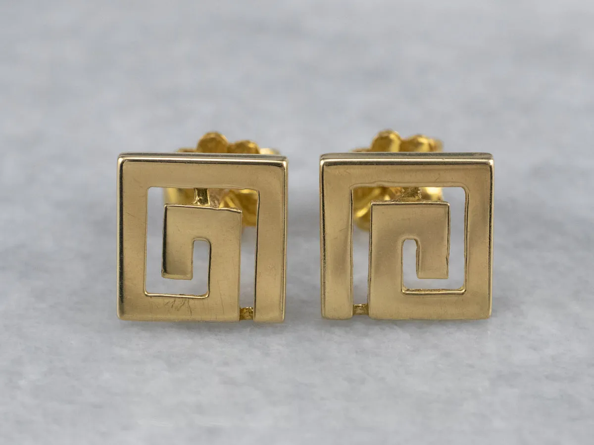 Geometric 18K Gold Stud Earrings