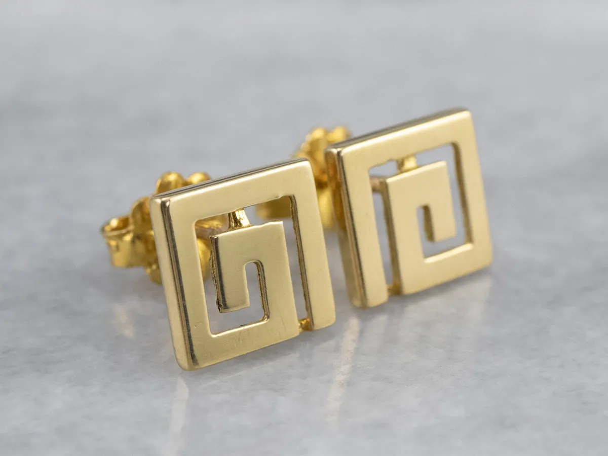 Geometric 18K Gold Stud Earrings