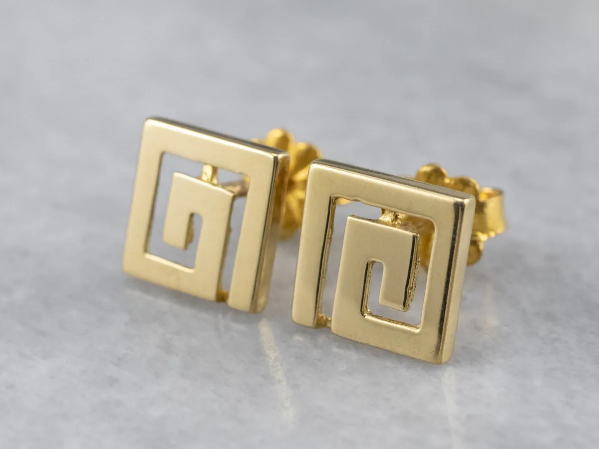 Geometric 18K Gold Stud Earrings
