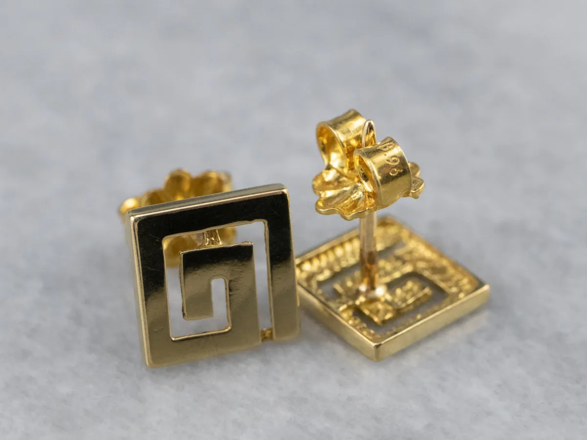 Geometric 18K Gold Stud Earrings