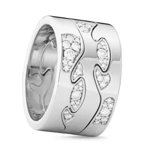 Georg Jensen Fusion 18ct White Gold Diamond Pave Three Piece Ring AA Centre AB