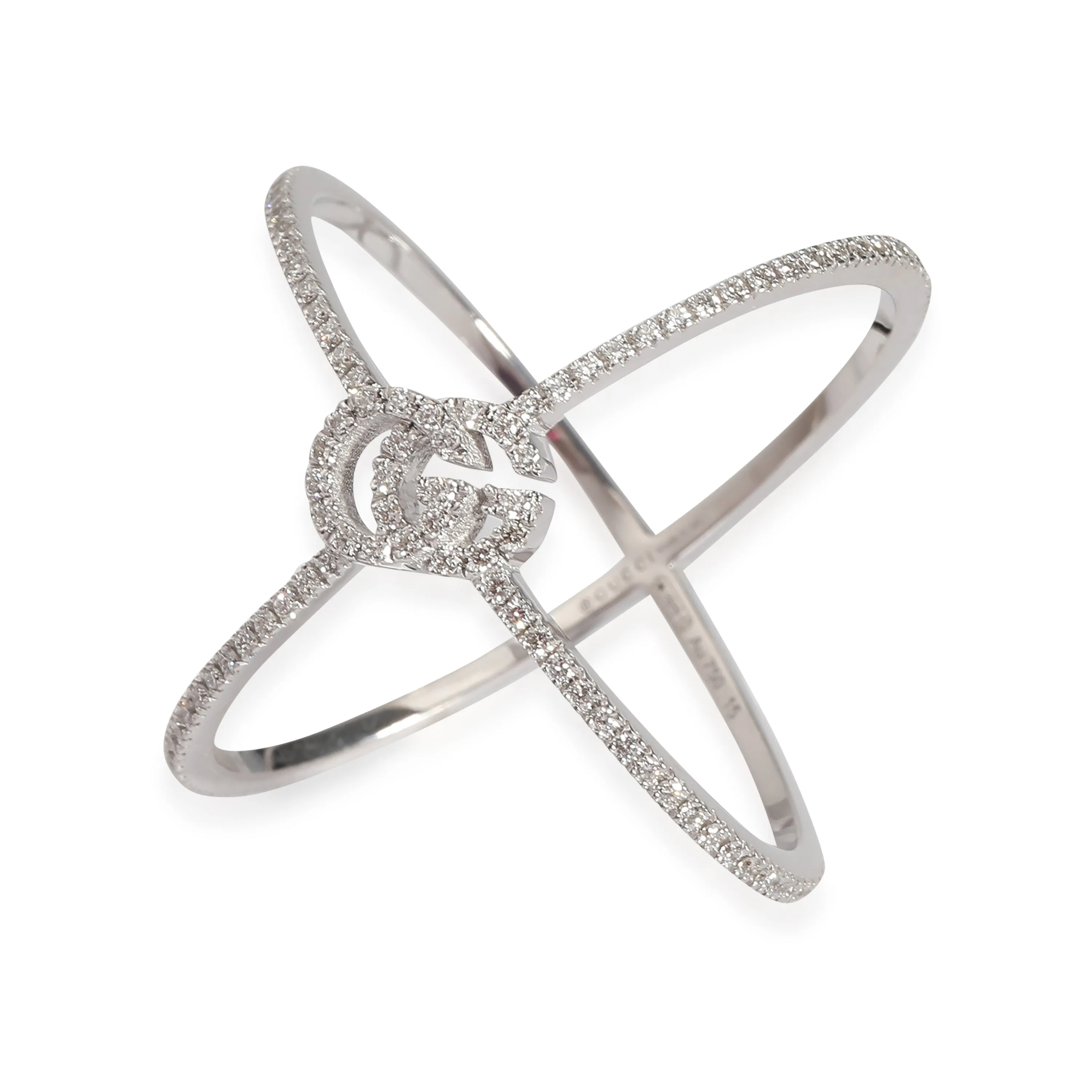 GG Running Crossover Diamond Ring in 18K White Gold 0.30 Ctw