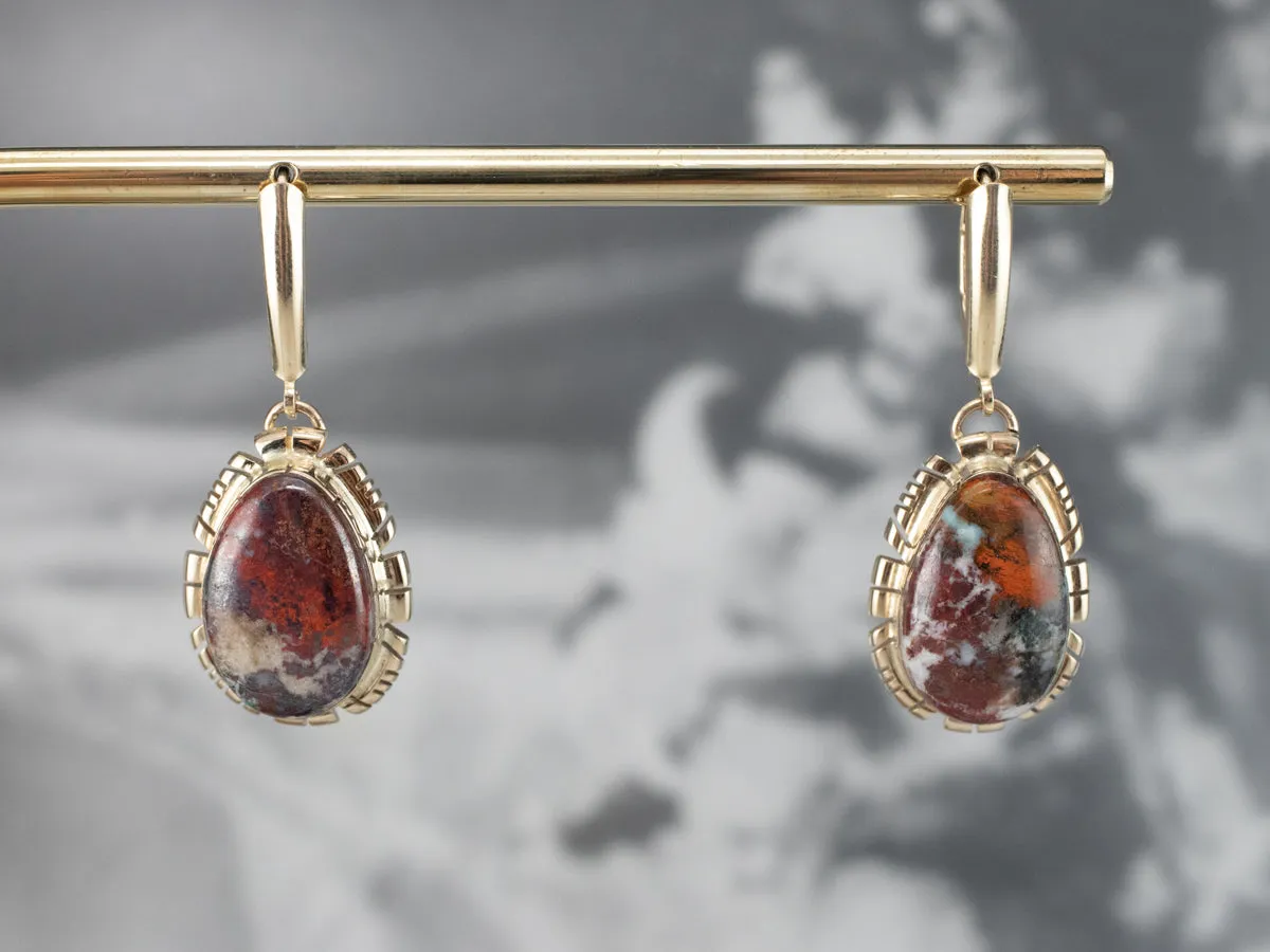 Gold and Jasper Drop Earrings