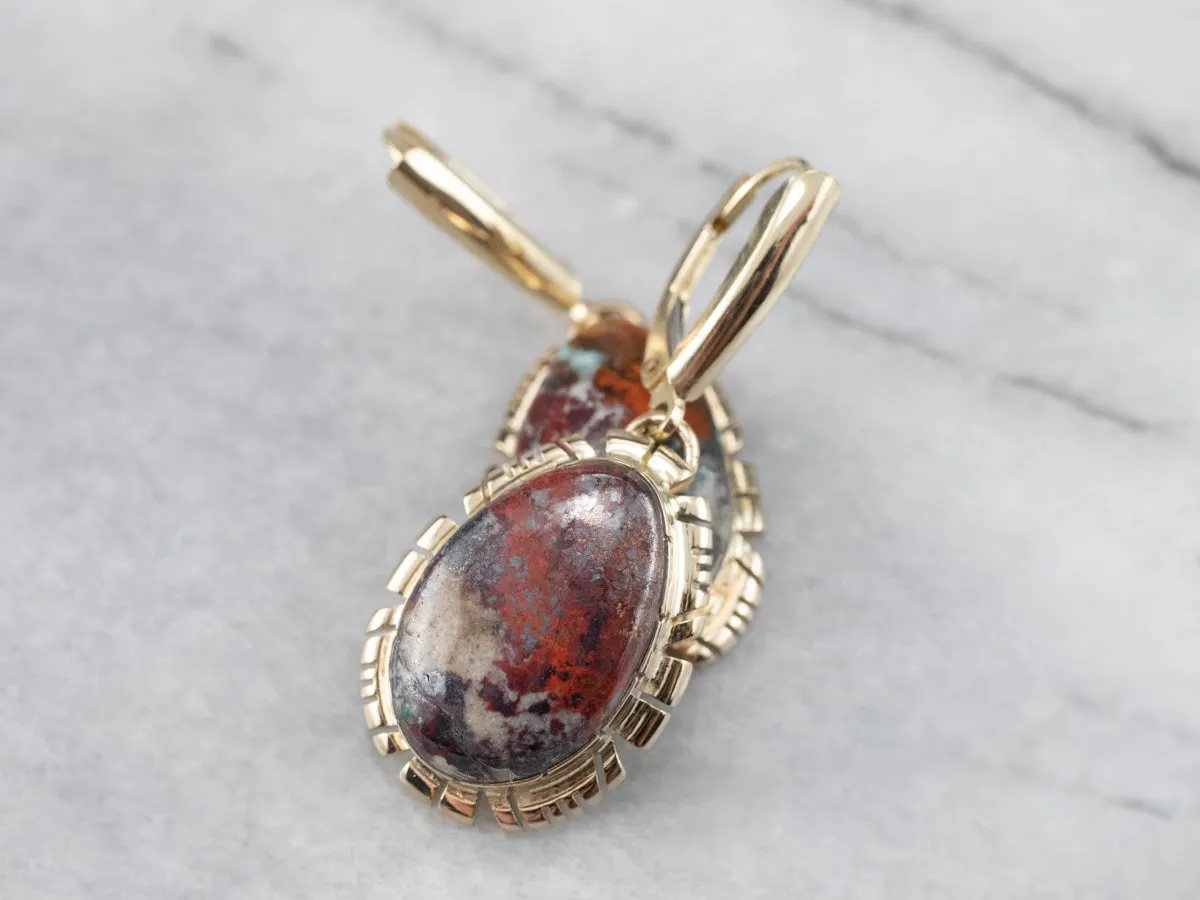 Gold and Jasper Drop Earrings