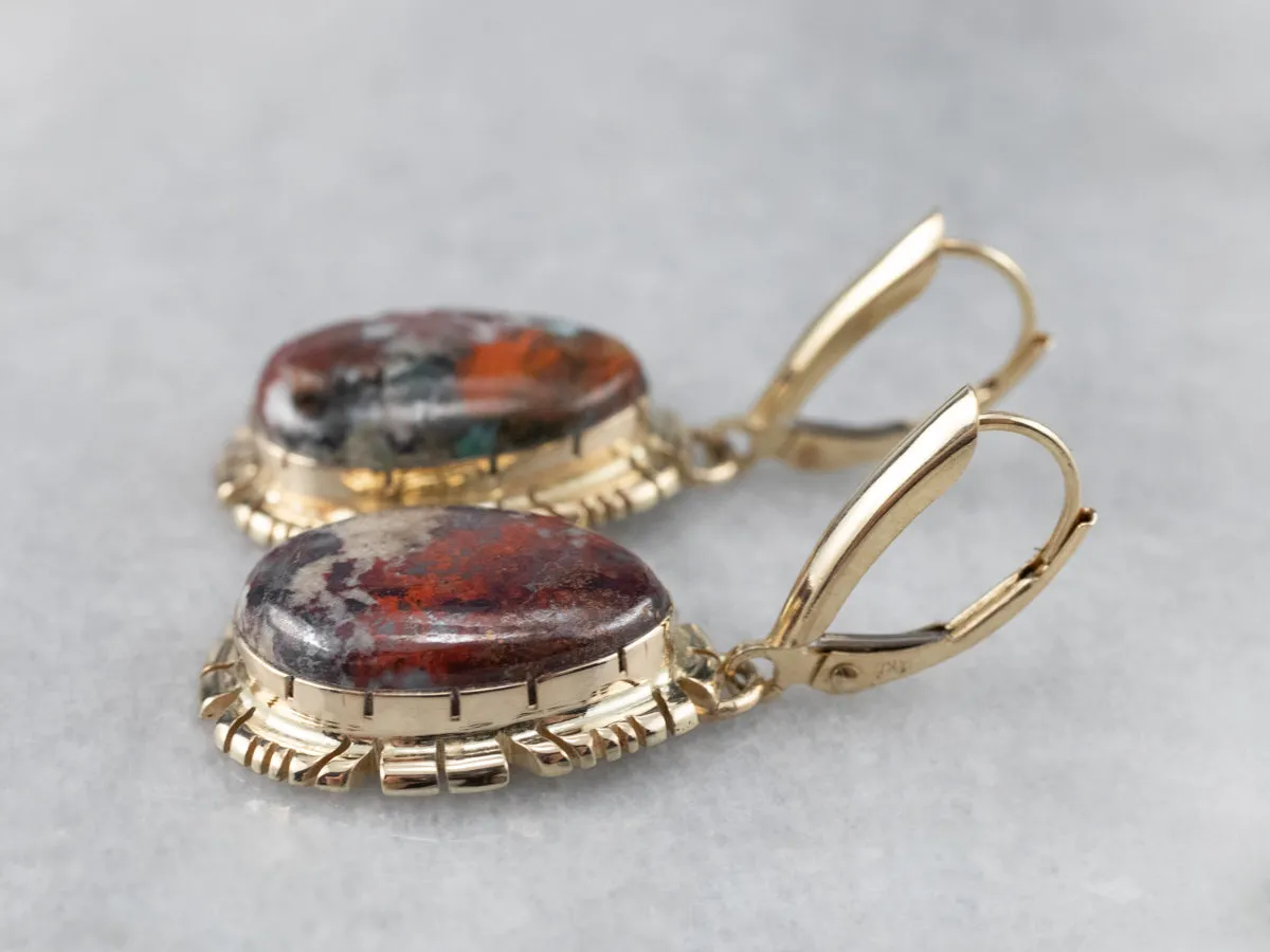 Gold and Jasper Drop Earrings