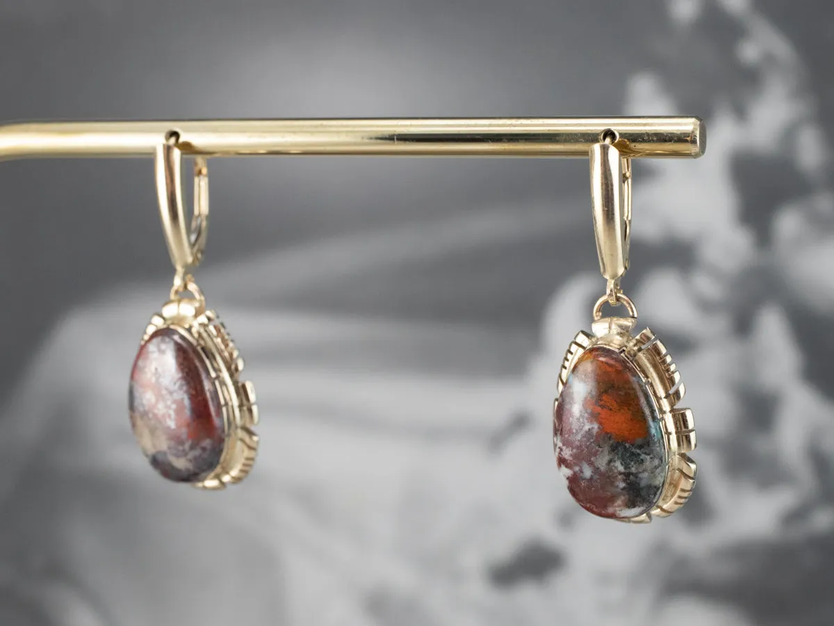 Gold and Jasper Drop Earrings