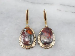 Gold and Jasper Drop Earrings