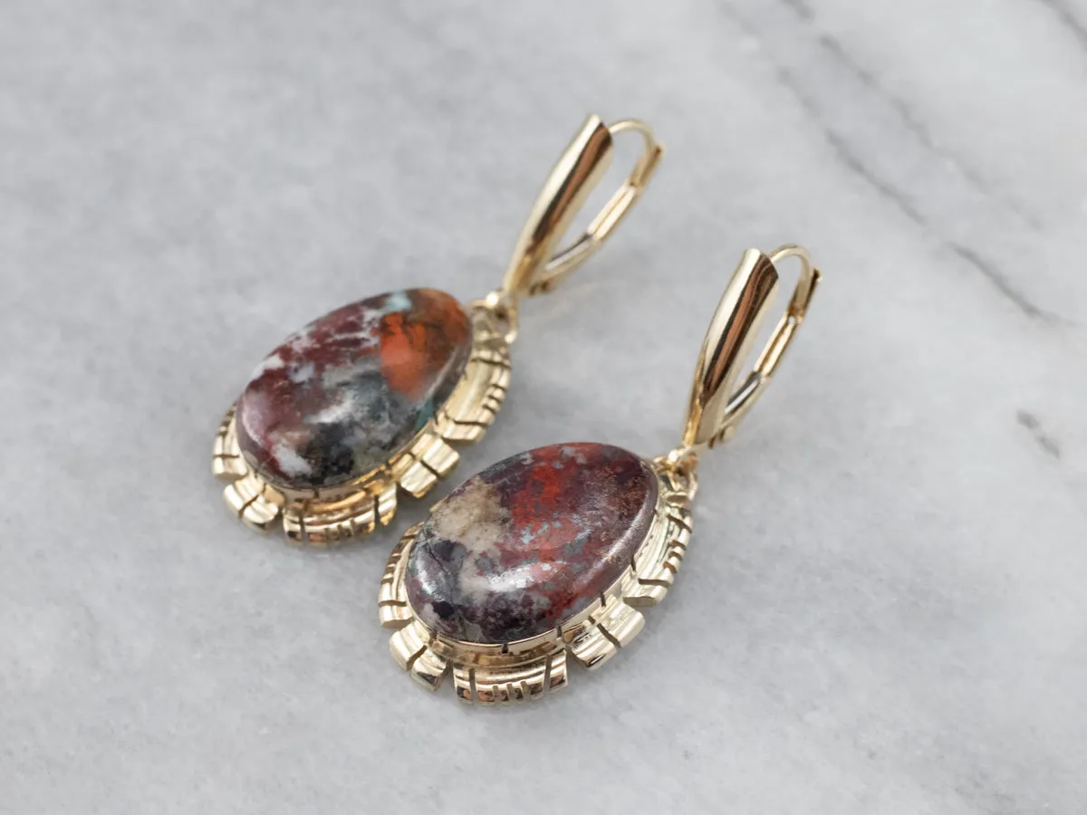 Gold and Jasper Drop Earrings