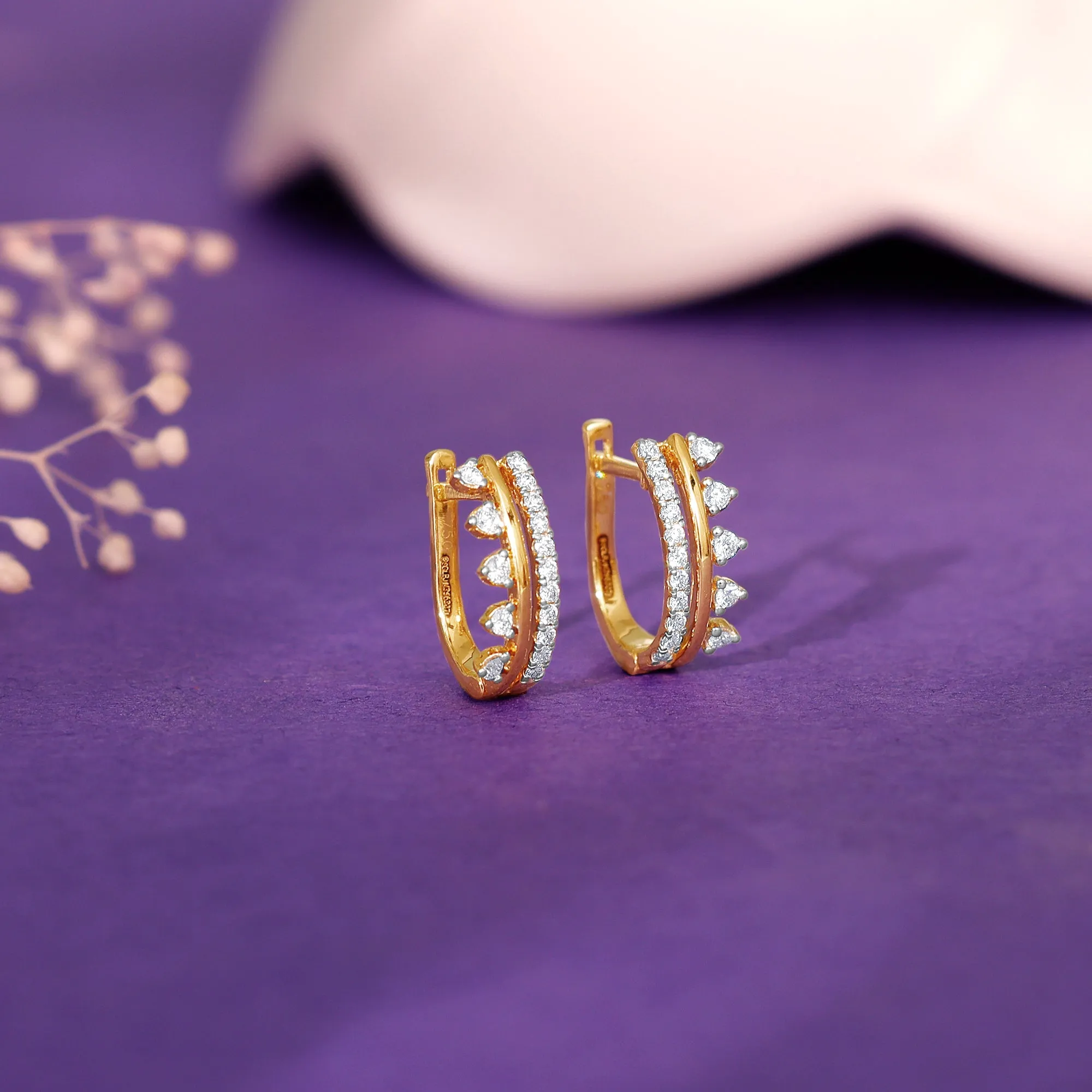 Gold Glitter Bomb Diamond Earrings