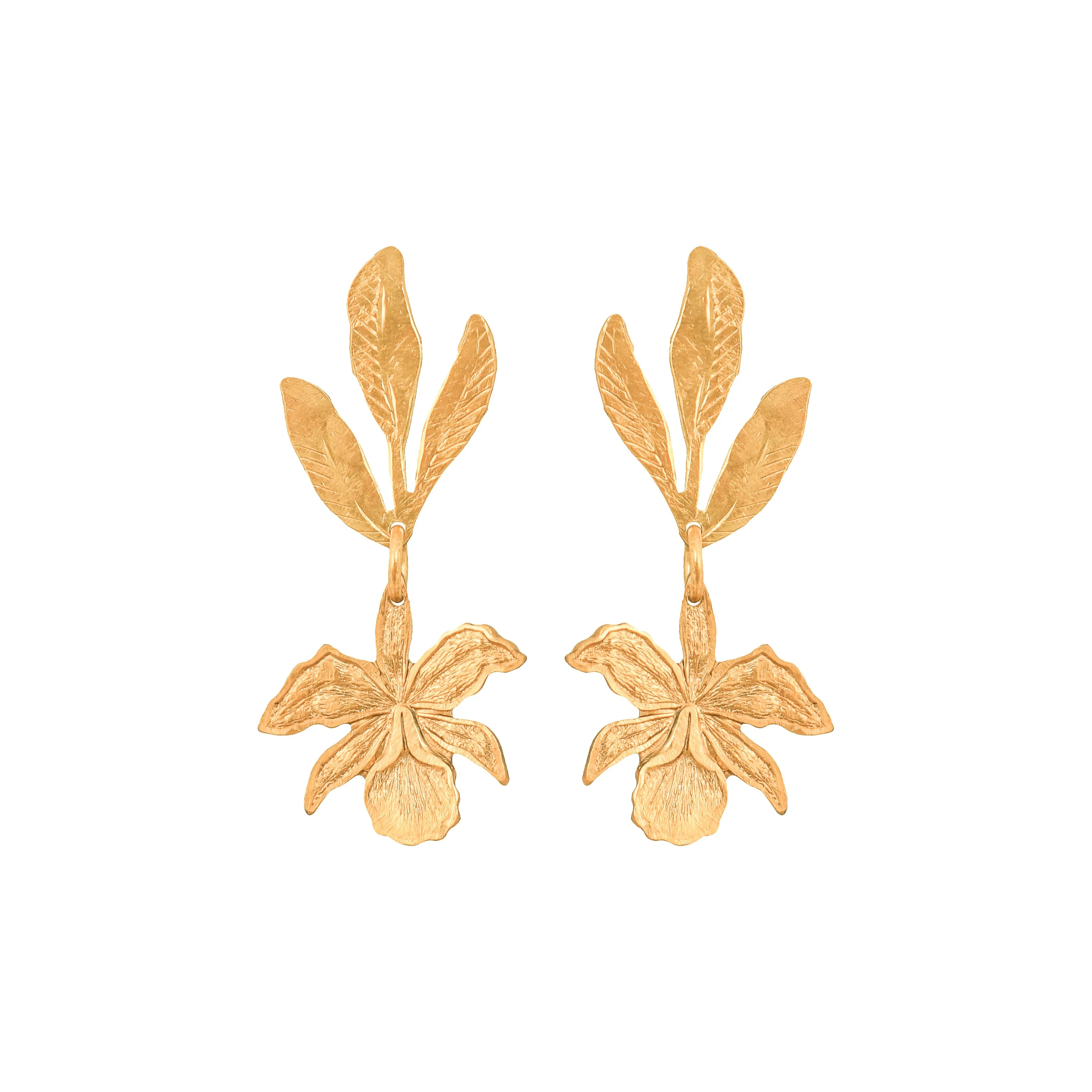 Gold Orchid Earrings