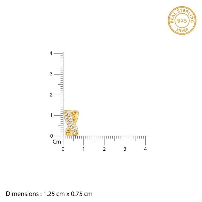 Golden Zircon Studded Twisted Huggies Earrings