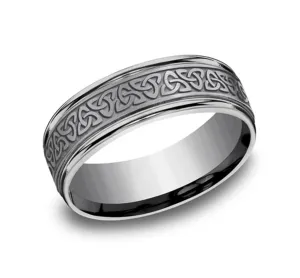 Grey Tantalum ??The Limerick?? 7mm Love Knot Triangle Wedding Band