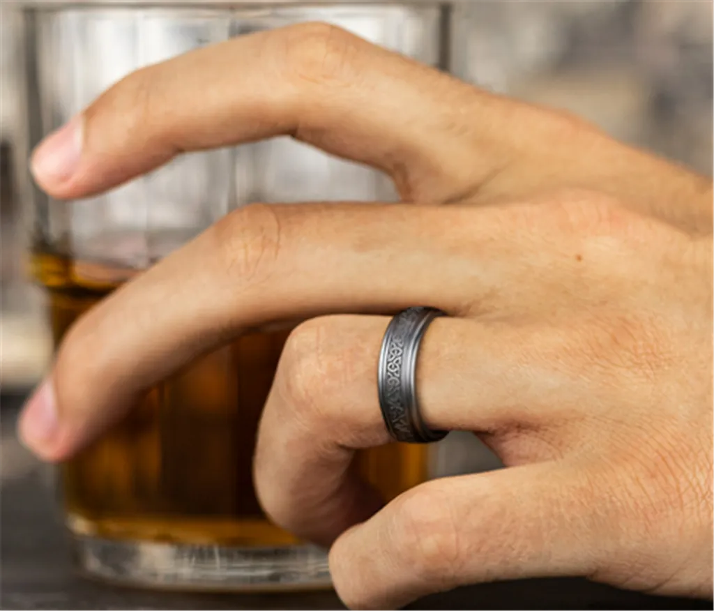 Grey Tantalum ??The Limerick?? 7mm Love Knot Triangle Wedding Band