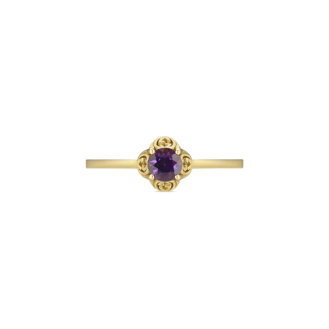 Gucci Interlocking 18ct Yellow Gold Amethyst Ring D