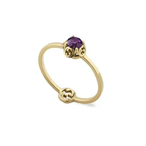 Gucci Interlocking 18ct Yellow Gold Amethyst Ring D