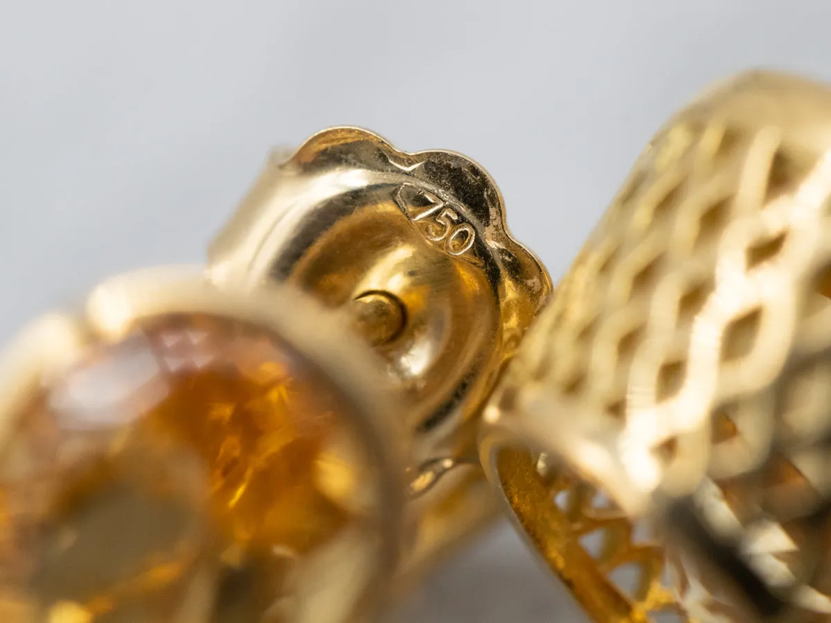 Honey-Hued Yellow Gold Citrine Drop Earrings