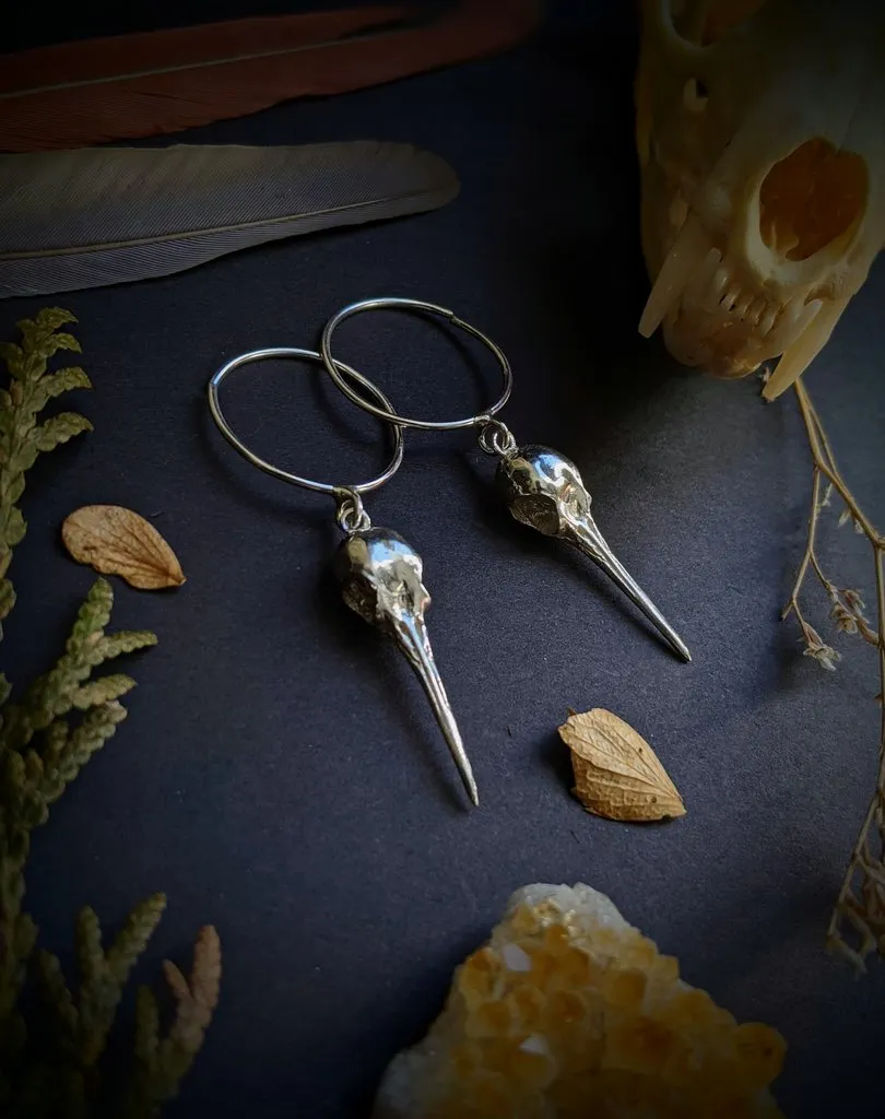 Hummingbird Skull Hoops