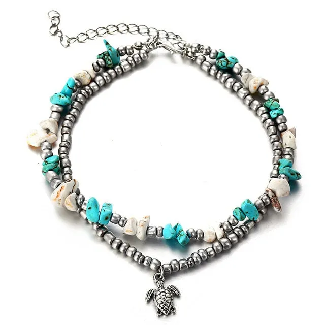 IF YOU Bohimia Sea Turtles Anklet Vintage For Women Summer Beach BOHO Bracelet on Leg Chain Foot Anklets Jewelry Drop shipping