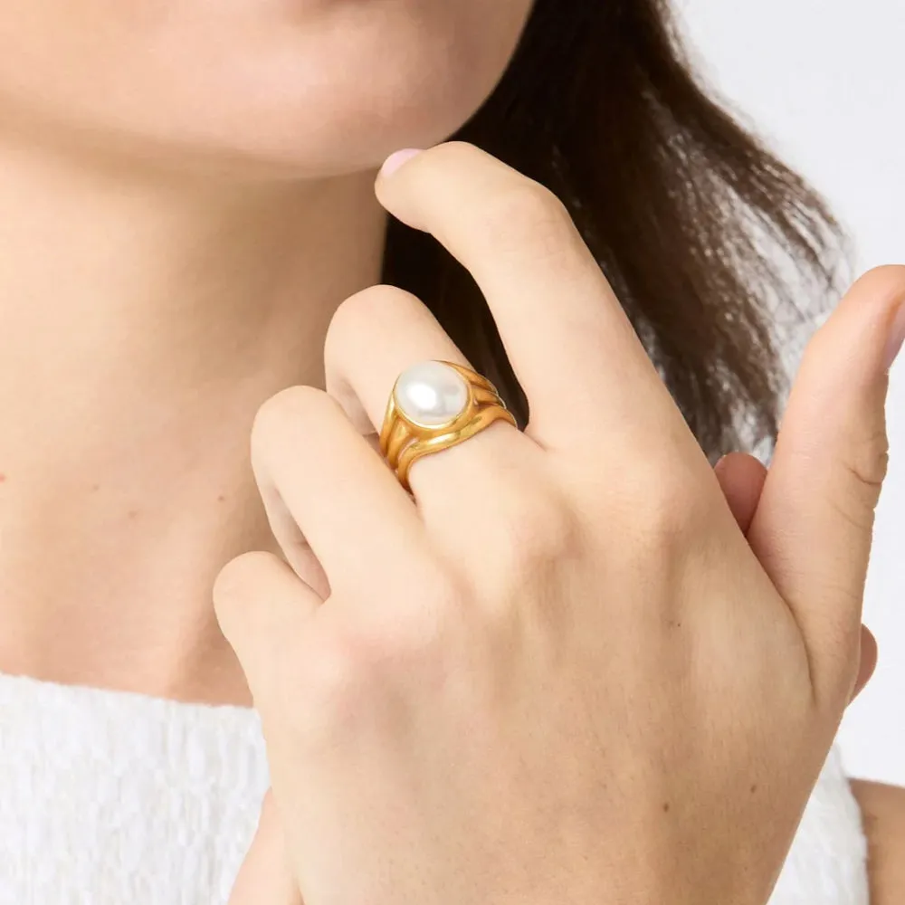 Julie Vos Wave Stone Ring - Iridescent Chalcedony Blue