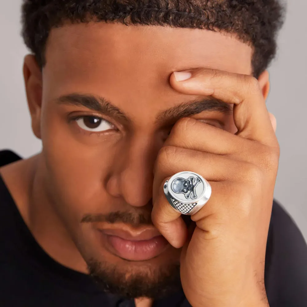 Lagos Anthem Sterling Silver Skull Signet Ring