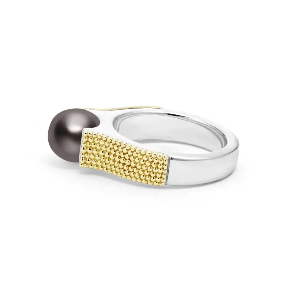 Lagos Luna Two-Tone Tahitian Black Pearl Ring