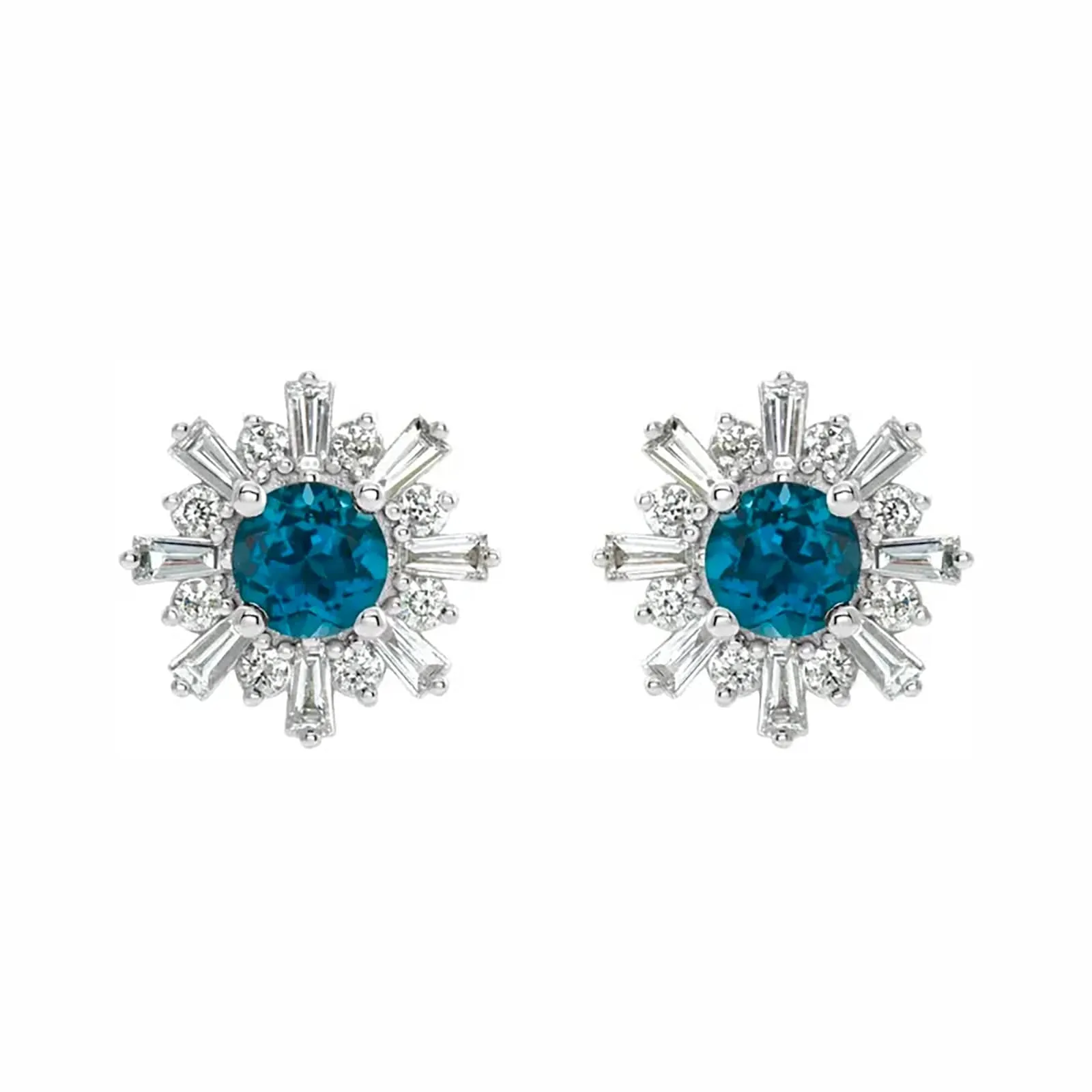 London Blue Topaz & Diamond Halo Earrings