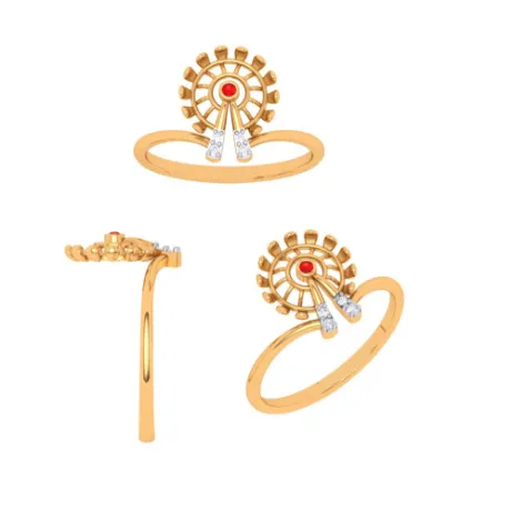 Lustrous Red Designer Gold Ring For Women
