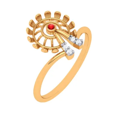 Lustrous Red Designer Gold Ring For Women