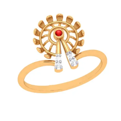 Lustrous Red Designer Gold Ring For Women