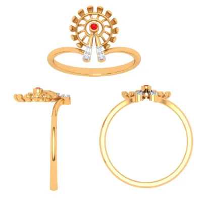 Lustrous Red Designer Gold Ring For Women