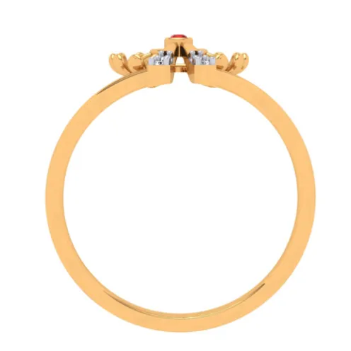 Lustrous Red Designer Gold Ring For Women