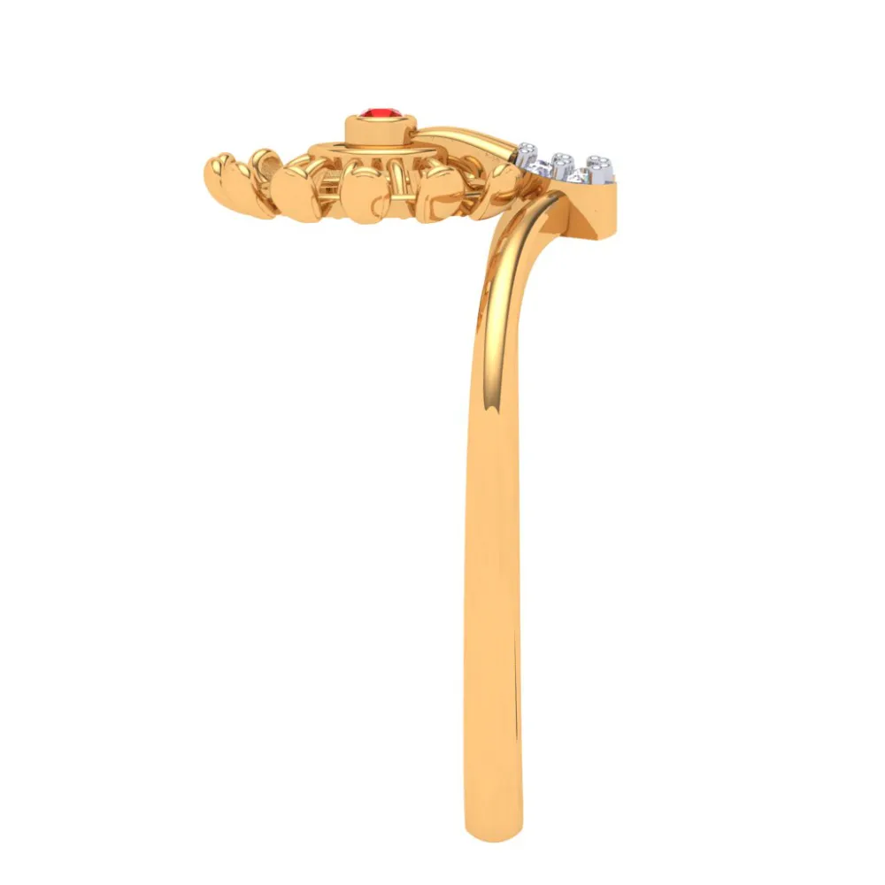 Lustrous Red Designer Gold Ring For Women