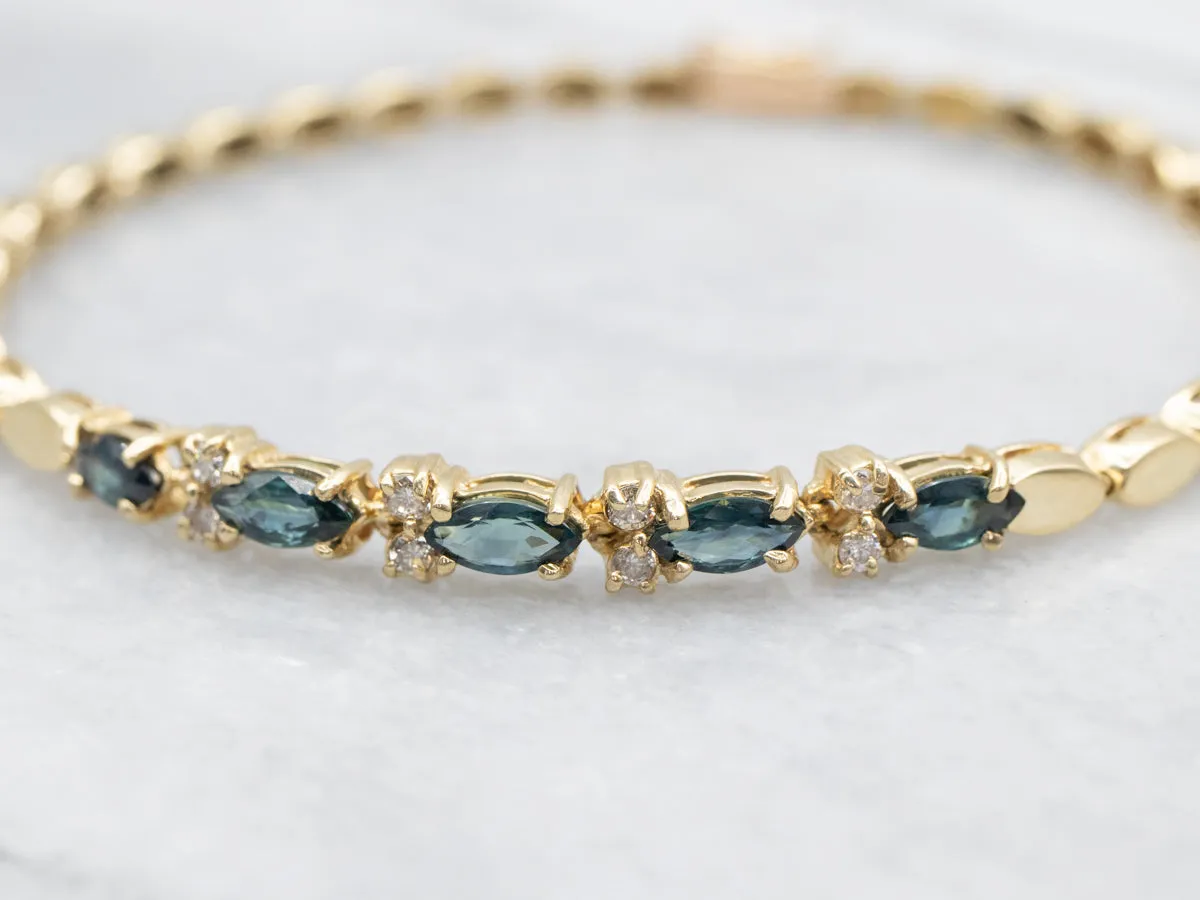 Marquise-Cut Sapphire and Diamond Bracelet