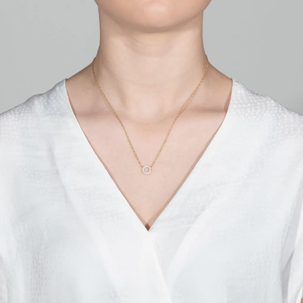 Matin 18K Gold Necklace w. 42 Diamonds