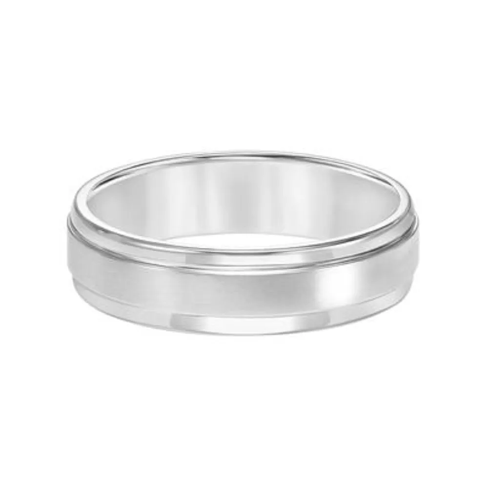 Men's 6mm Flat Round Edge Carved Wedding Band
