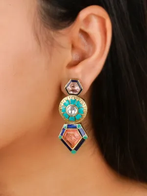 Multicolor Gold Plated Contemporary Earrings - CC-EAR2FPA
