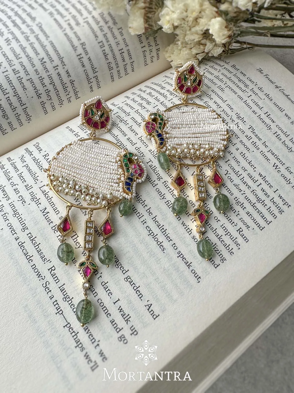 Multicolor Gold Plated Jadau Kundan Earrings - ME1051M