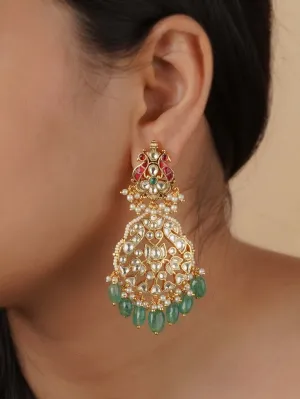 Multicolor Gold Plated Jadau Kundan Earrings - ME1237M
