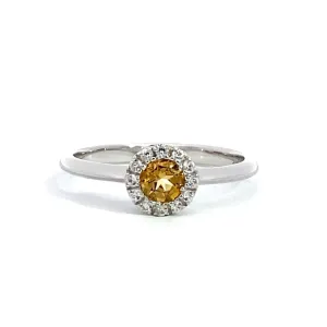 November Birthstone Ring: Sterling Silver Citrine Halo Ring