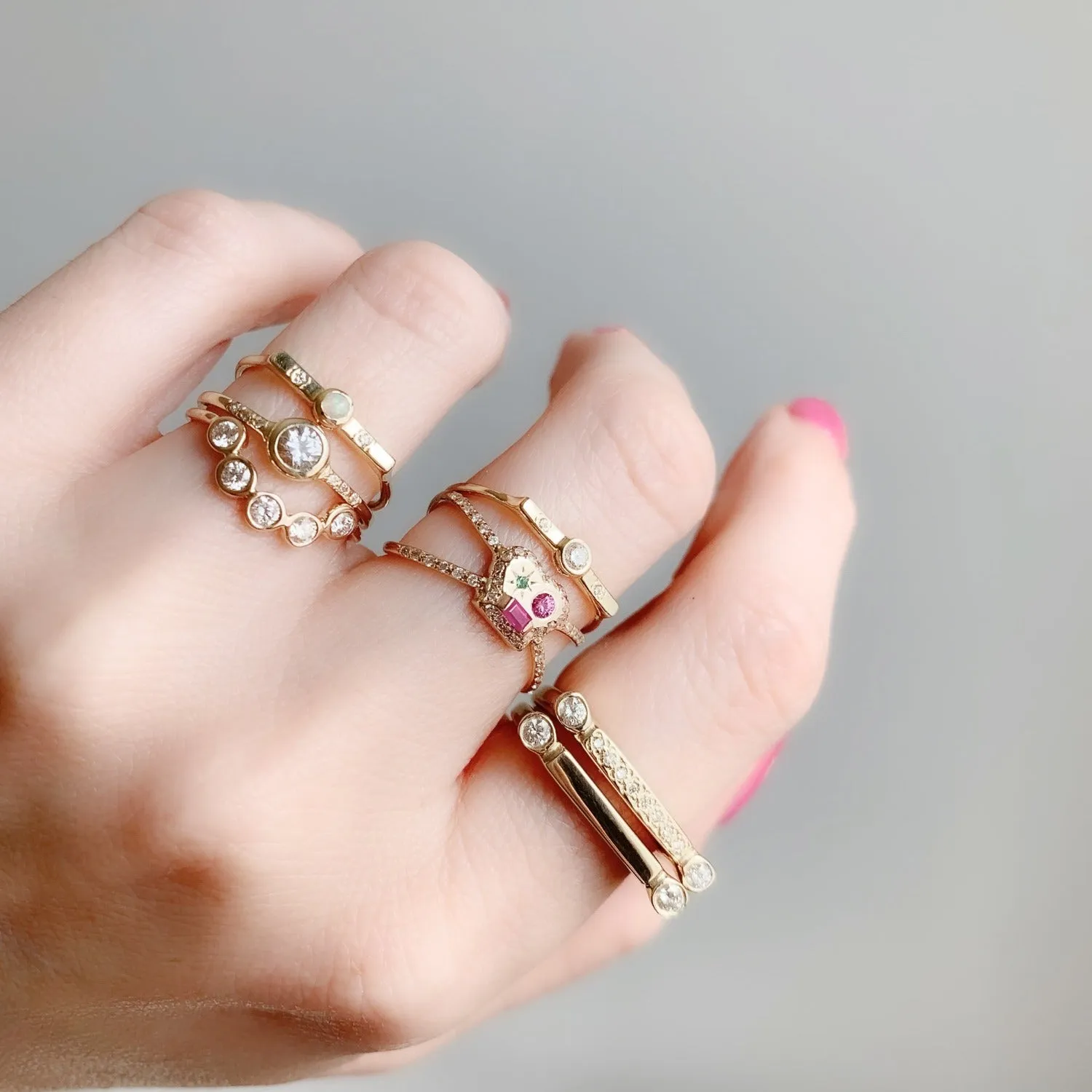 Pav?? Diamond Bar Stack Ring