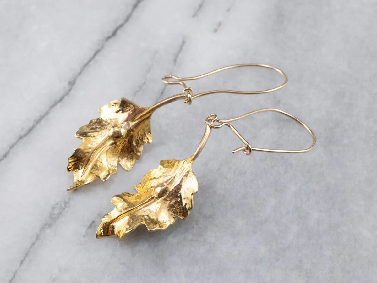 Pearl Gold Leaf Drop Earrings