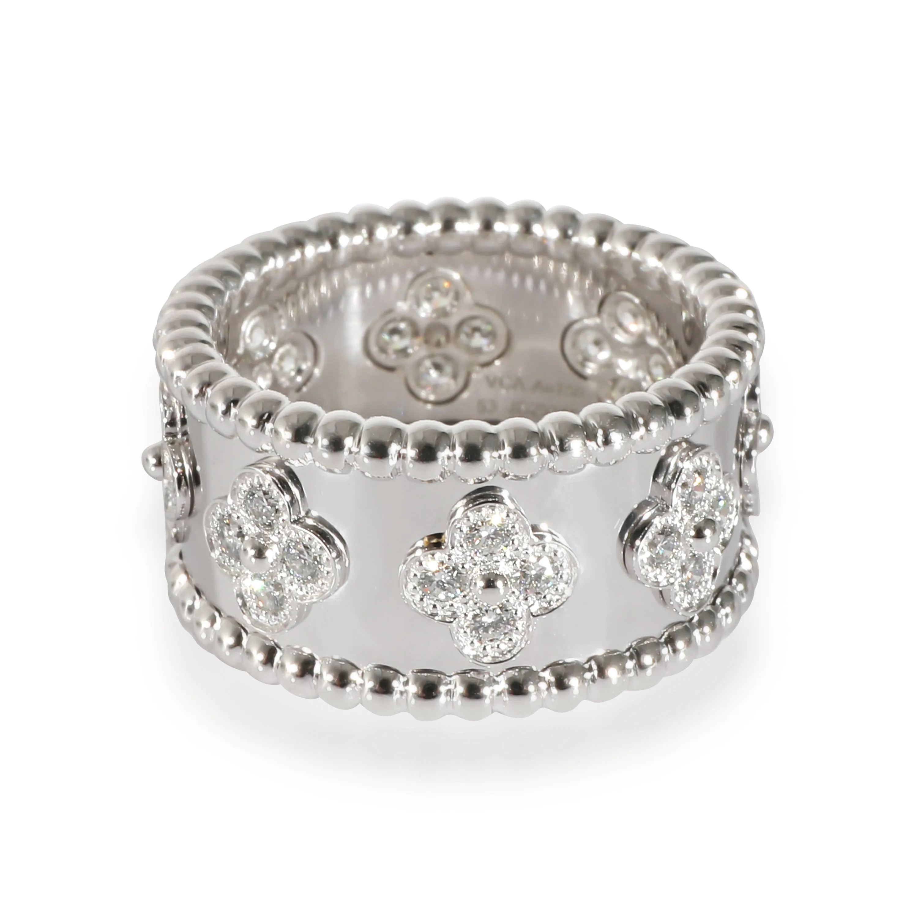 Perlee Clovers Ring in 18k White Gold 0.62 CTW