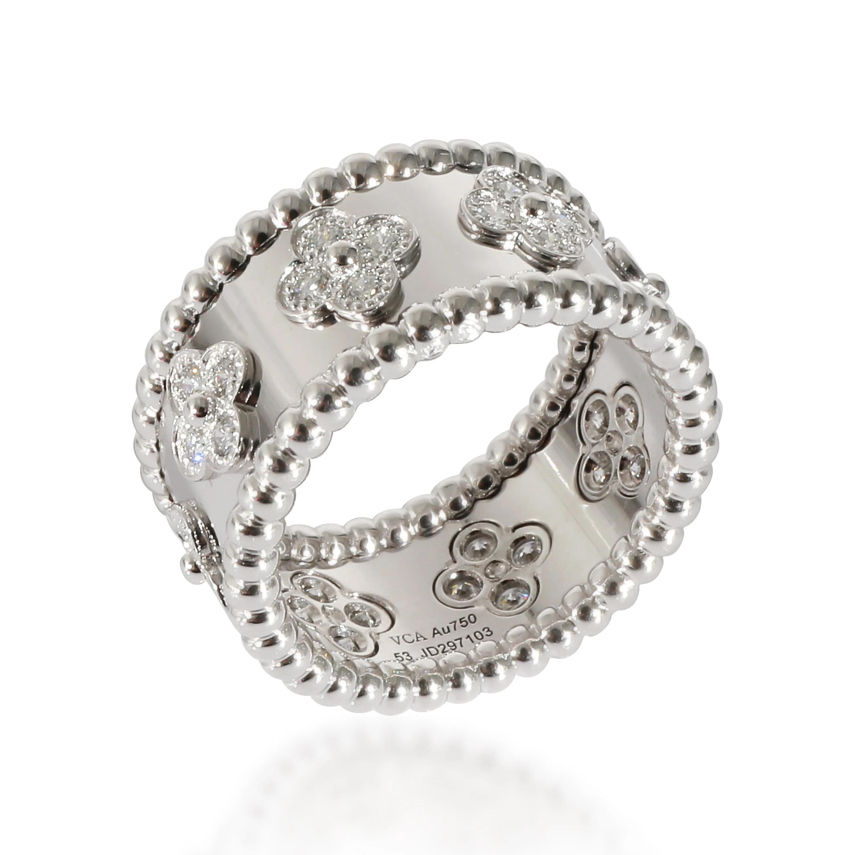 Perlee Clovers Ring in 18k White Gold 0.62 CTW