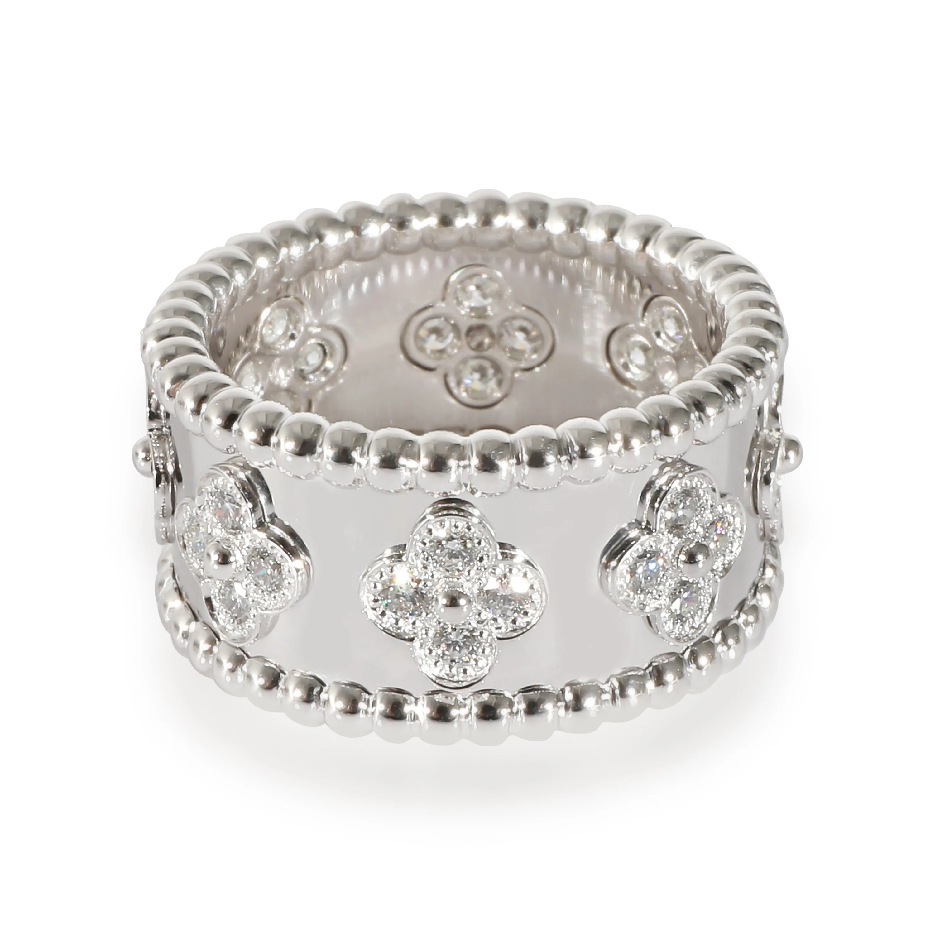 Perlee Clovers Ring in 18k White Gold 0.62 CTW