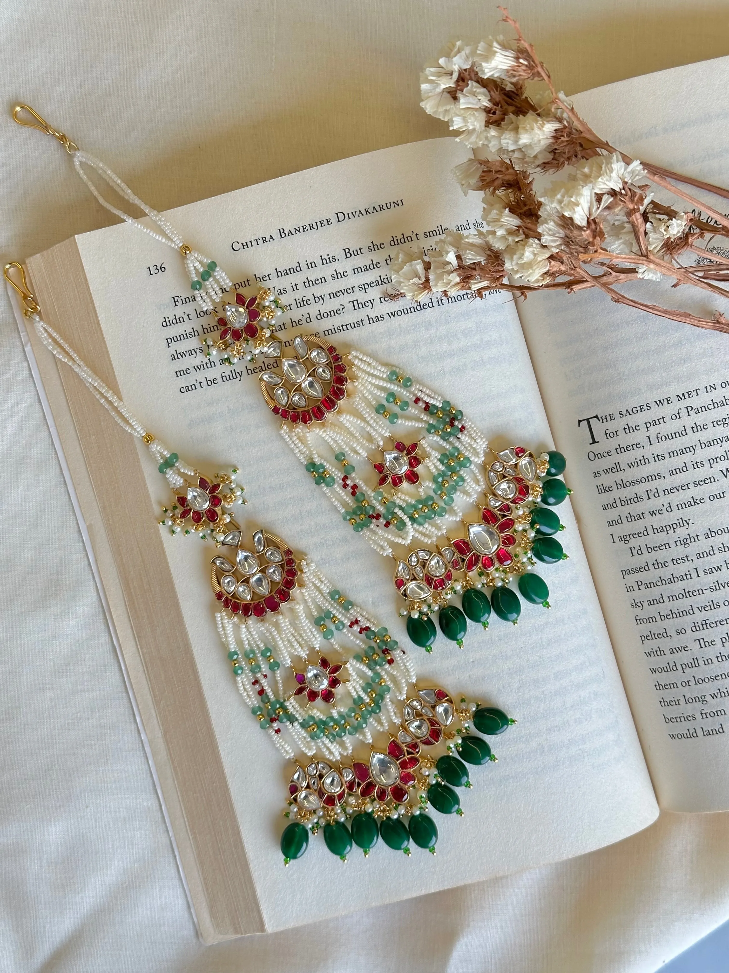 Pink Color Gold Plated Jadau Kundan Earrings - ME1069M