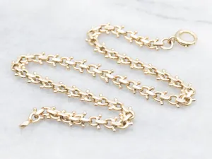 Polished Gold Dotted Link Bracelet or Anklet