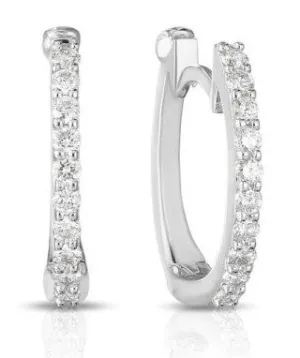 Roberto Coin 18kt White Gold Pave Diamond Huggie Hoops