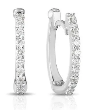 Roberto Coin 18kt White Gold Pave Diamond Huggie Hoops