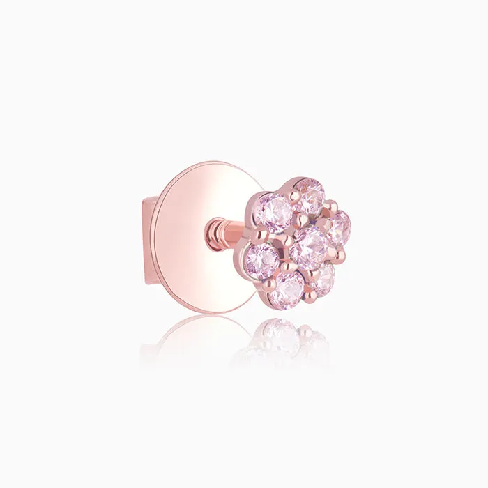 Rose Gold Baby Pink Flower Stud Kids Earrings