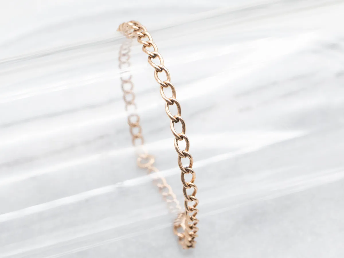 Rose Gold Cable Link Bracelet with Spring Ring Clasp